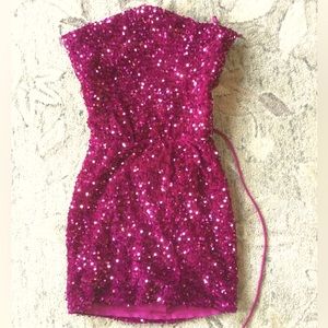 LUCY IN THE SKY Ivy Cowl Sequin Dress In Purple